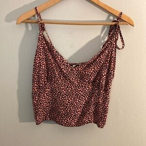 PacSun Pink and Black heart print Crop Camisole